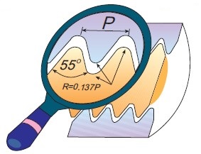 Трубная цилиндрическая дюймовая резьба (Whitworth - 55°) G, BSW, BSF, BSP, BSB